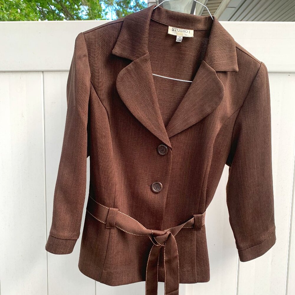 Studio I Brown Jacket/Skirt Outfit Size 14 - Picture 2 of 5